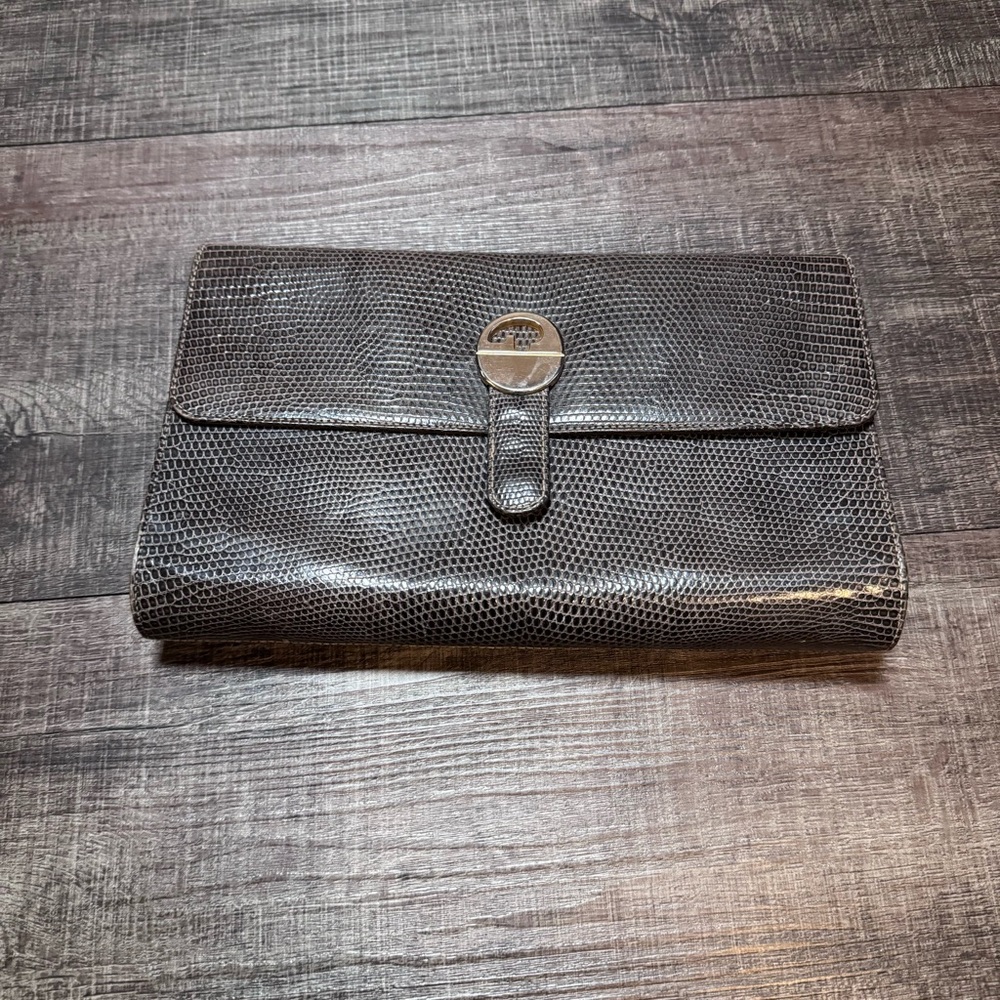 Gucci Vintage Lizard Skin  Clutch/ with Shoulder strap.